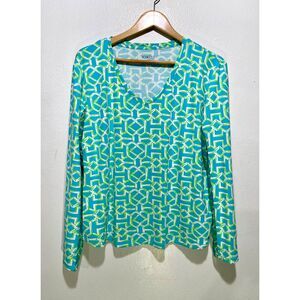ICIKULS performance outdoor shirt UPF50+ quick dry airy geometric green womenXXL